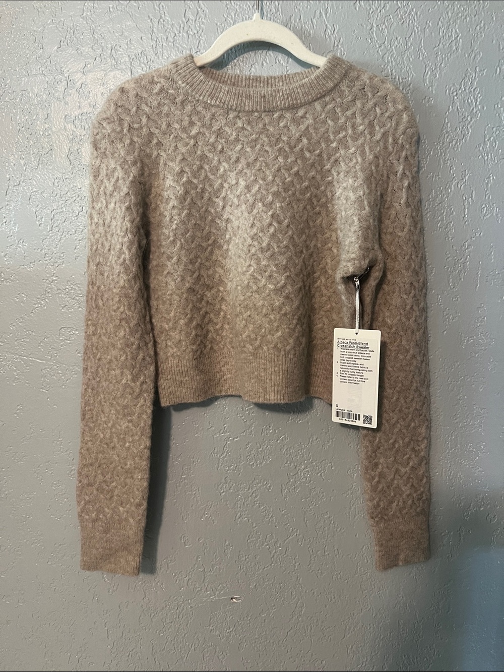 lululemon athletica Taupe Crewneck Textured Knit Sweater